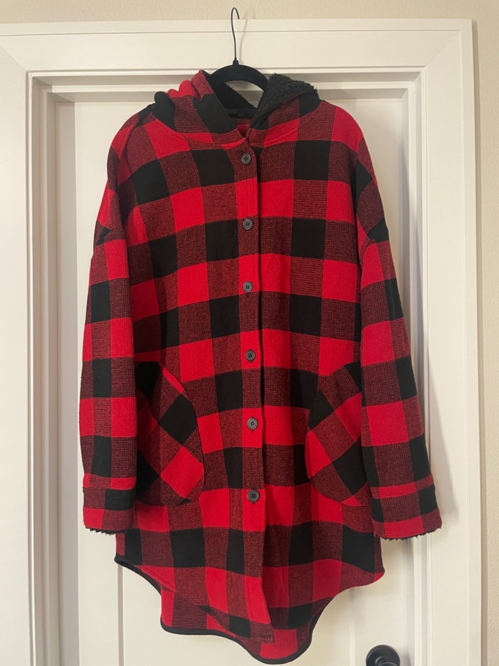 Women’s Red & Black Buffalo Plaid Hooded Jacket